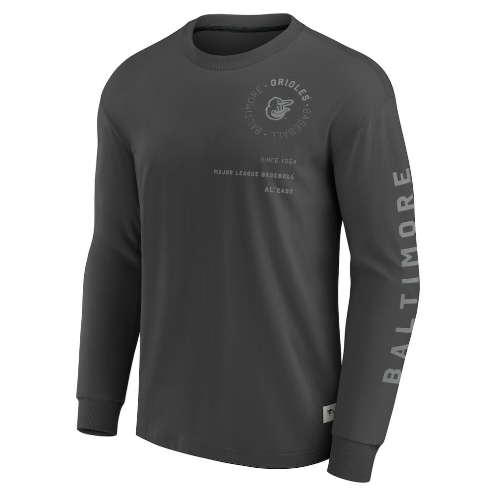 Baltimore Orioles Elements Future Ground Tonal Info Long Sleeve T-Shirt - Charcoal