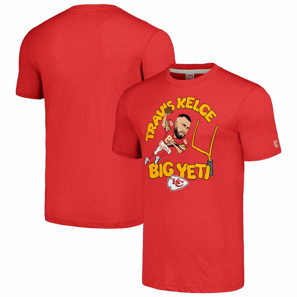 NFL Kansas City Chiefs Travis Kelce  Homage Unisex Caricature Player Tri-Blend T-Shirt