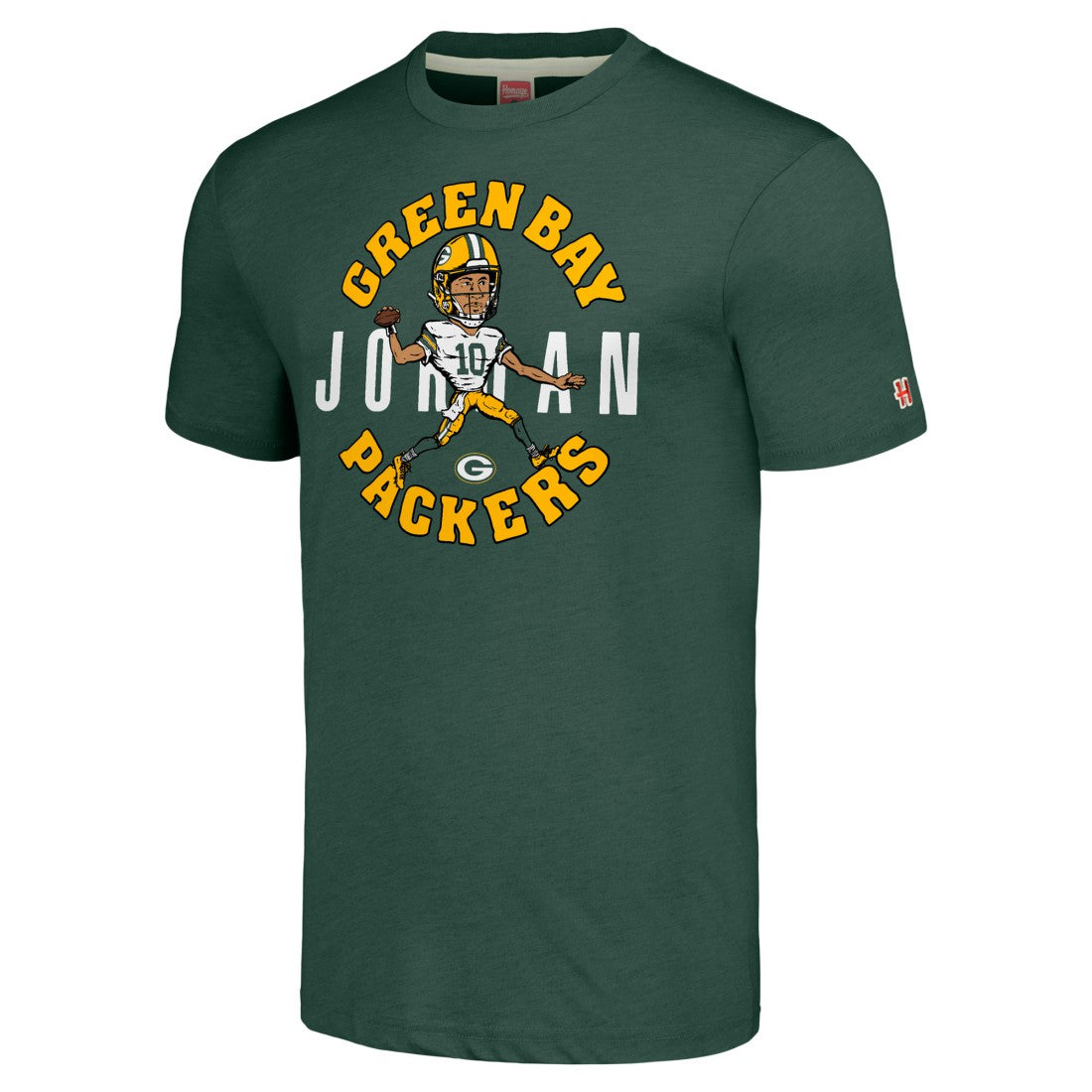 NFL Green Bay Packers Jordan Love  Homage Unisex Caricature Player Tri-Blend T-Shirt