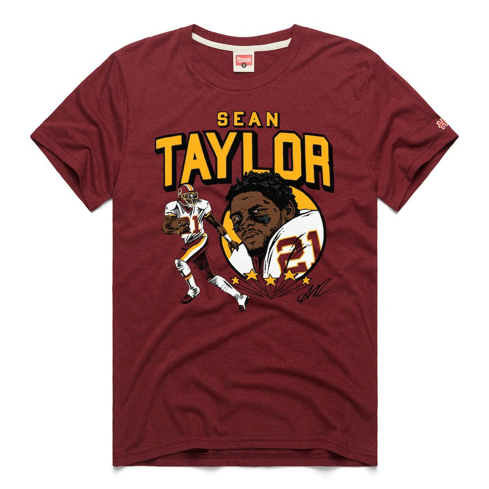 NFL Washington Commanders Sean Taylor  Homage Caricature Retired Player Tri-Blend T-Shirt