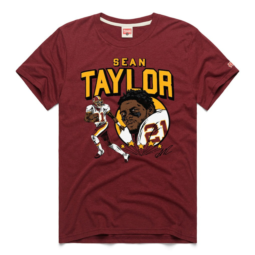 NFL Washington Commanders Sean Taylor  Homage Caricature Retired Player Tri-Blend T-Shirt