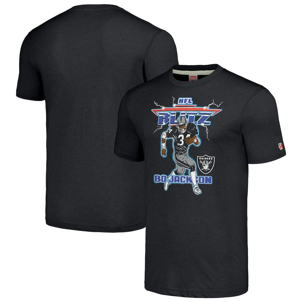 NFL Las Vegas Raiders Bo Jackson  Homage Unisex NFL Blitz Retired Player Tri-Blend T-Shirt