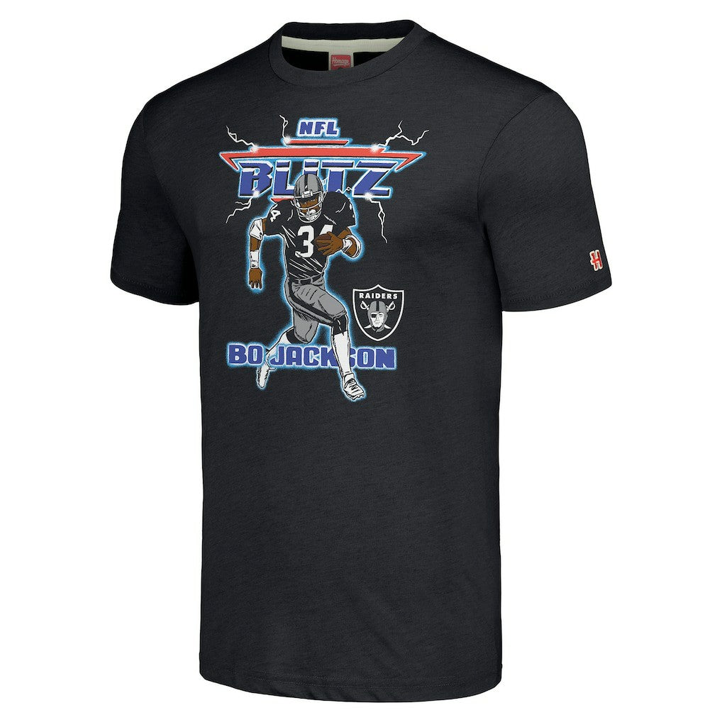 NFL Las Vegas Raiders Bo Jackson  Homage Unisex NFL Blitz Retired Player Tri-Blend T-Shirt