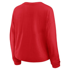 Chicago Blackhawks Fanatics Women's Oversized All Out Effort Long Sleeve Henley T-Shirt