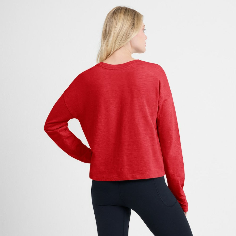 Chicago Blackhawks Fanatics Women's Oversized All Out Effort Long Sleeve Henley T-Shirt