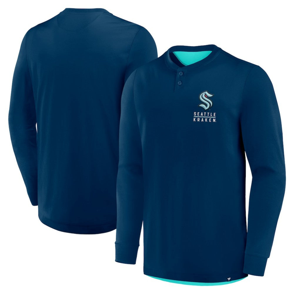 Seattle Kraken Fanatics Adrenaline Push Long Sleeve Henley Shirt
