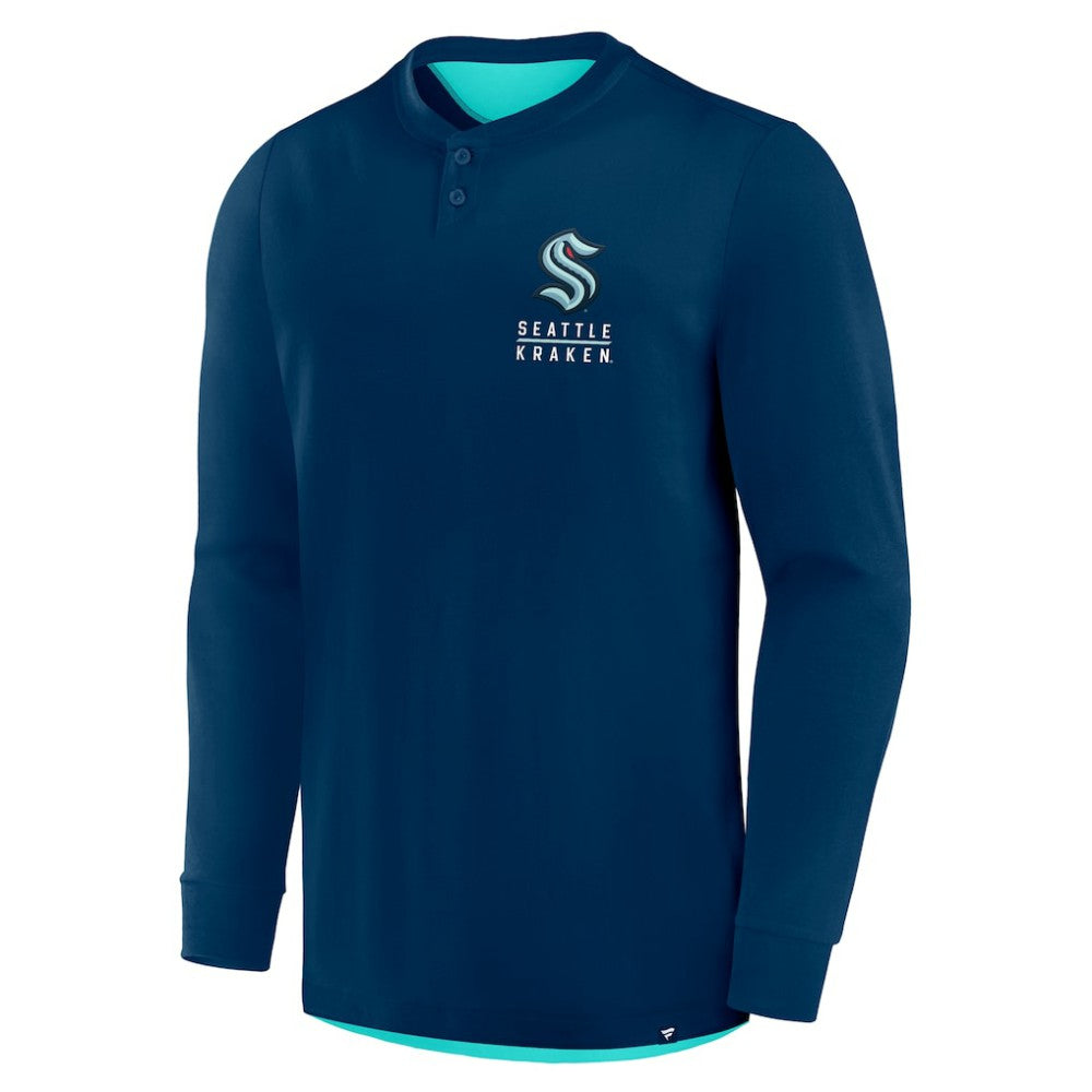 Seattle Kraken Fanatics Adrenaline Push Long Sleeve Henley Shirt