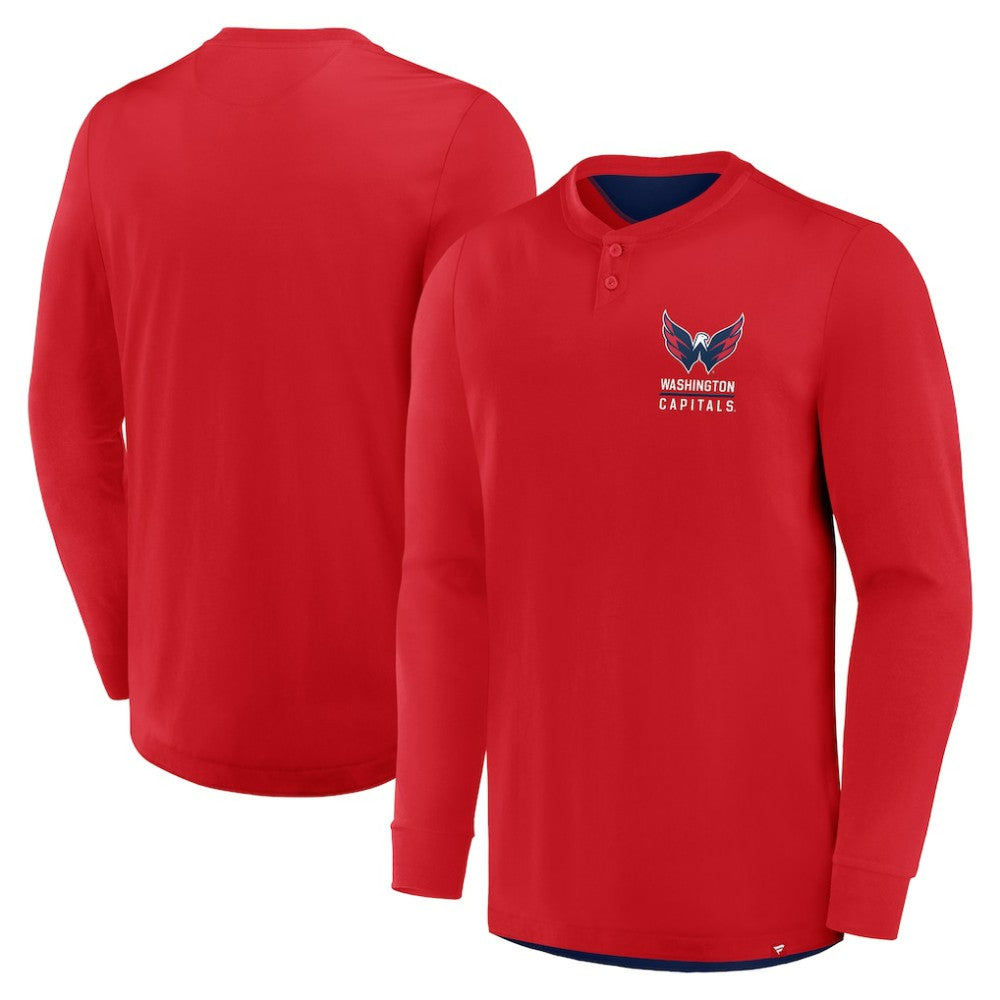 Washington Capitals Fanatics Adrenaline Push Long Sleeve Henley Shirt