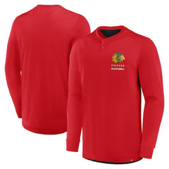Chicago Blackhawks Fanatics Adrenaline Push Long Sleeve Henley Shirt