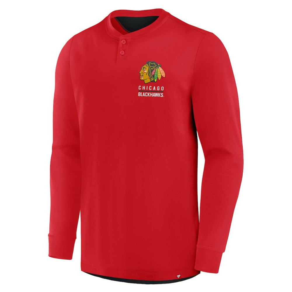 Chicago Blackhawks Fanatics Adrenaline Push Long Sleeve Henley Shirt
