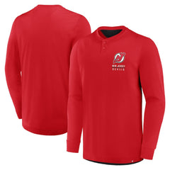 New Jersey Devils Fanatics Adrenaline Push Long Sleeve Henley Shirt
