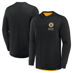 Boston Bruins Fanatics Adrenaline Push Long Sleeve Henley Shirt