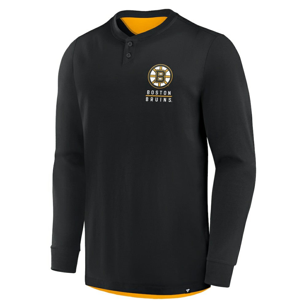 Boston Bruins Fanatics Adrenaline Push Long Sleeve Henley Shirt