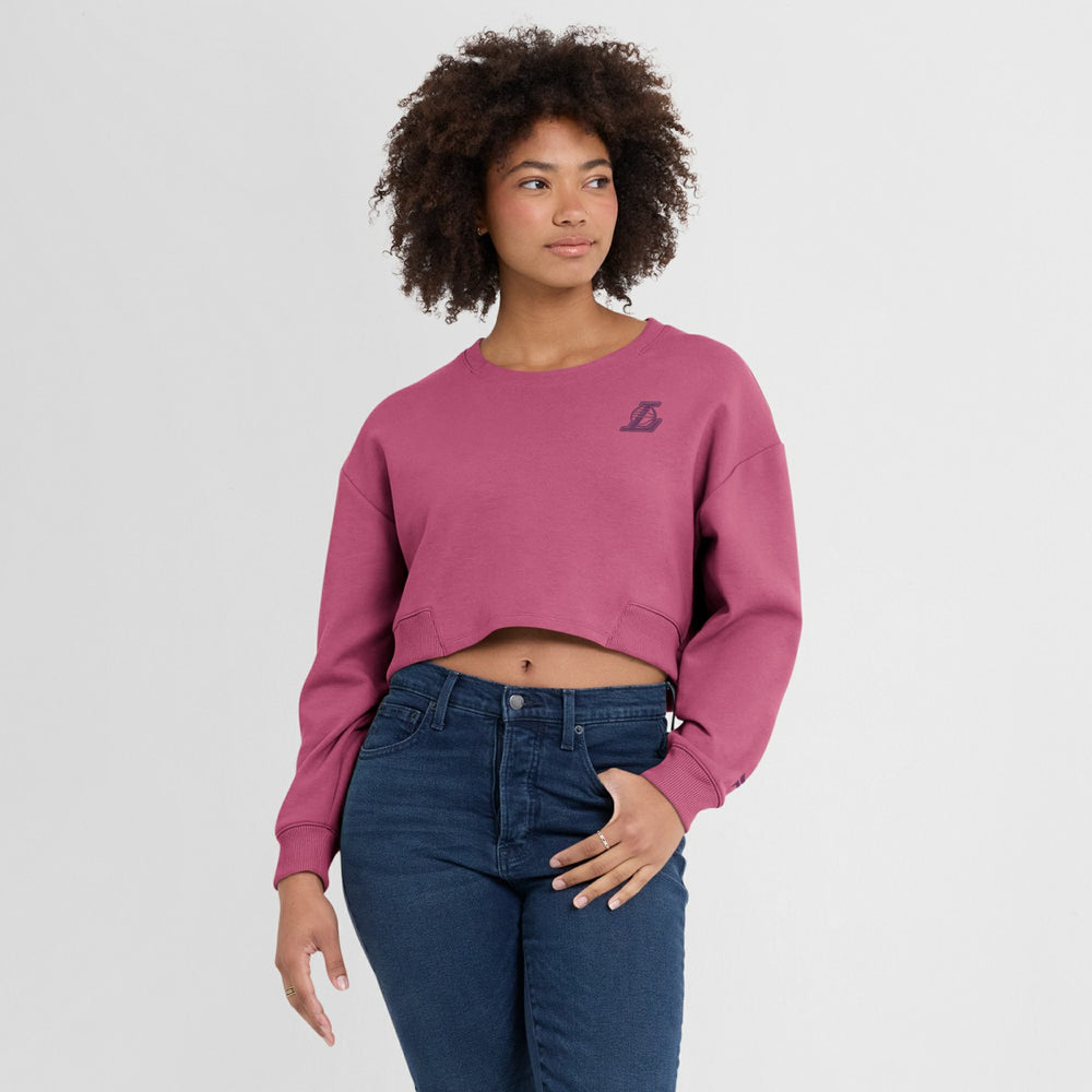 Los Angeles Lakers Women's Studio Tri-Blend Cropped Pullover Sweatshirt - Pink | Fanatics discount