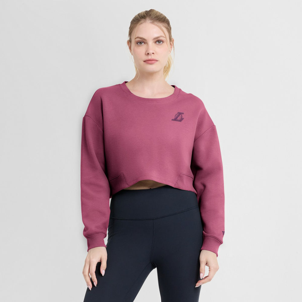 Los Angeles Lakers Women's Studio Tri-Blend Cropped Pullover Sweatshirt - Pink | Fanatics discount