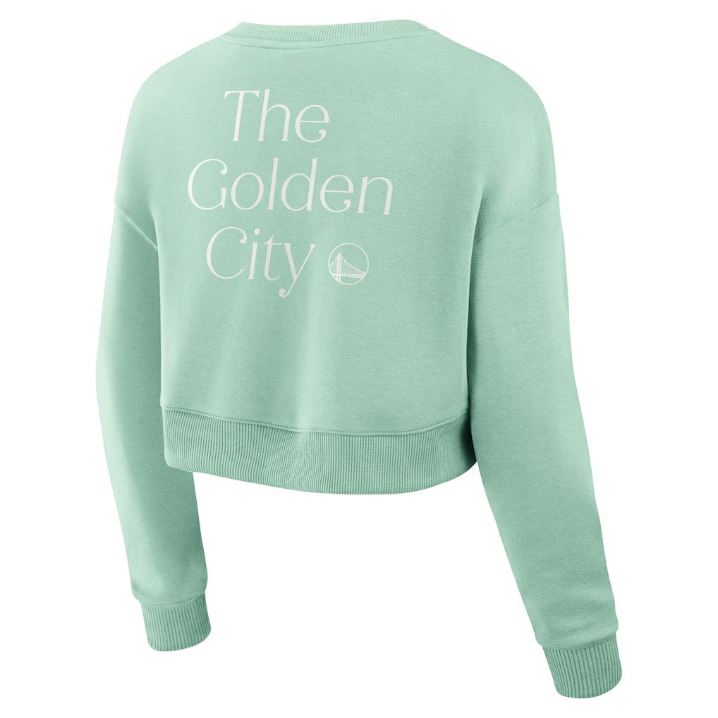 Golden State Warriors Women's Studio Tri-Blend Cropped Pullover Sweatshirt sale - Mint | Fanatics shop