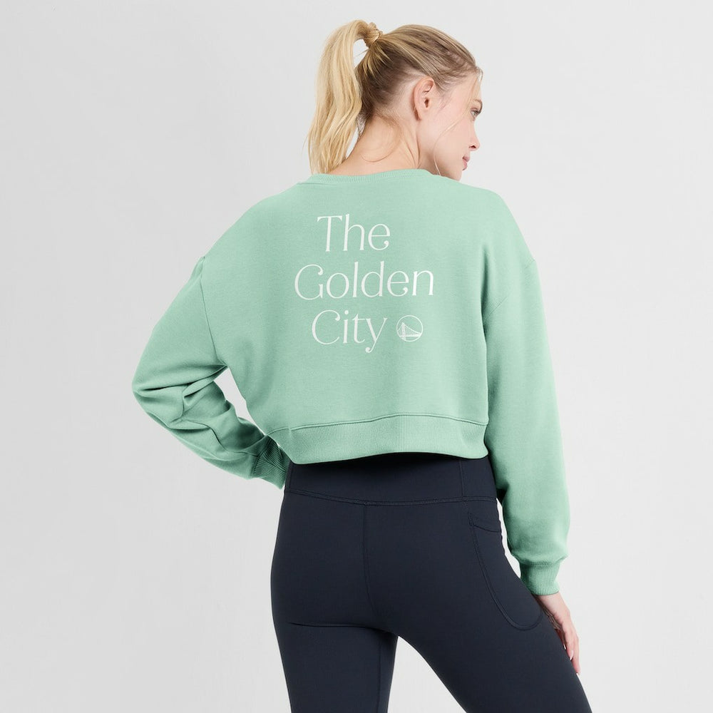 Golden State Warriors Women's Studio Tri-Blend Cropped Pullover Sweatshirt sale - Mint | Fanatics shop