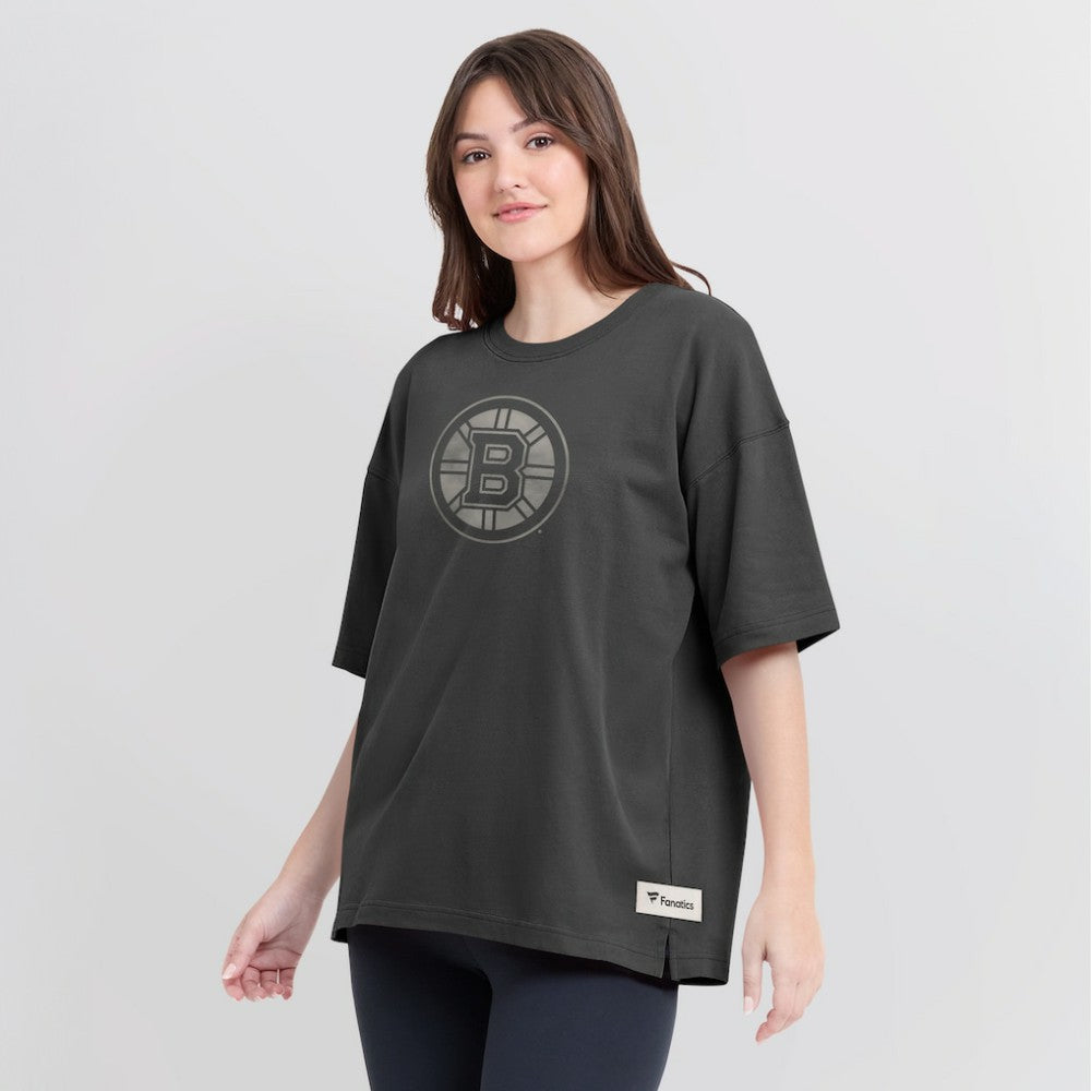 Boston Bruins Fanatics Women's Oversized Elements Raw Edge Future Ground T-Shirt