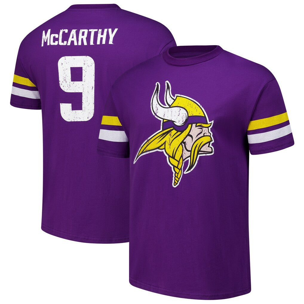 NFL Minnesota Vikings J.J. McCarthy  Majestic Threads Name & Number Oversized Fit T-Shirt