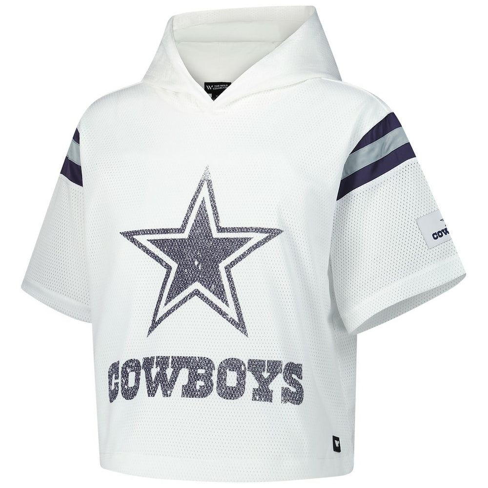 NFL Dallas Cowboys The Wild Collective Women's Mesh Short Sleeve Hoodie T-Shirt