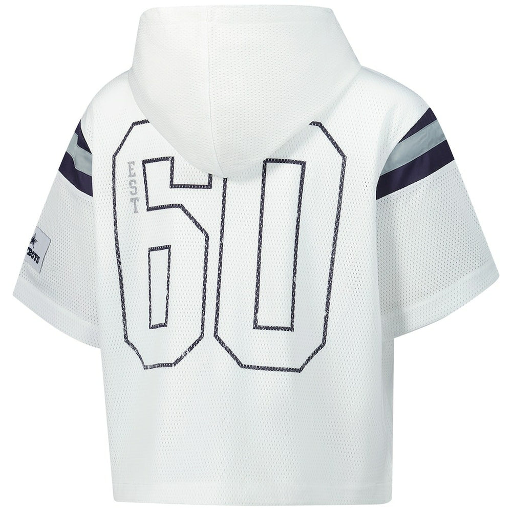 NFL Dallas Cowboys The Wild Collective Women's Mesh Short Sleeve Hoodie T-Shirt