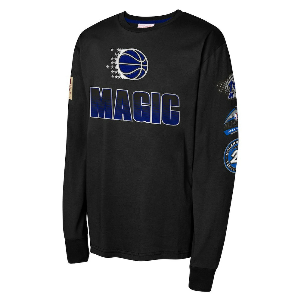 Orlando Magic Youth Hardwood Classics All Over Long Sleeve T-Shirt - Black | Mitchell & Ness on sale