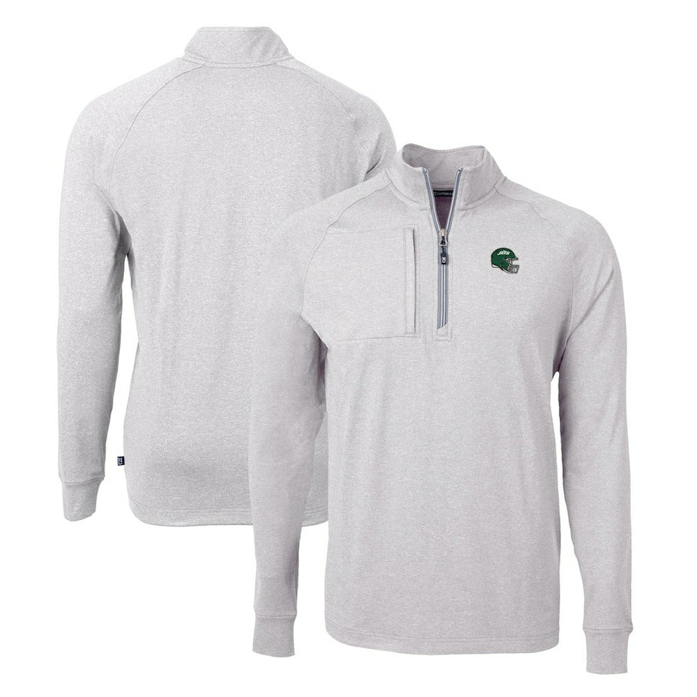 NFL New York Jets Cutter & Buck Helmet Adapt Eco Knit Quarter-Zip Top