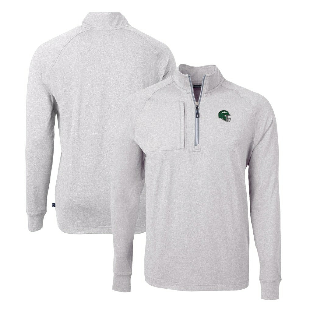 NFL New York Jets Cutter & Buck Helmet Adapt Eco Knit Quarter-Zip Top
