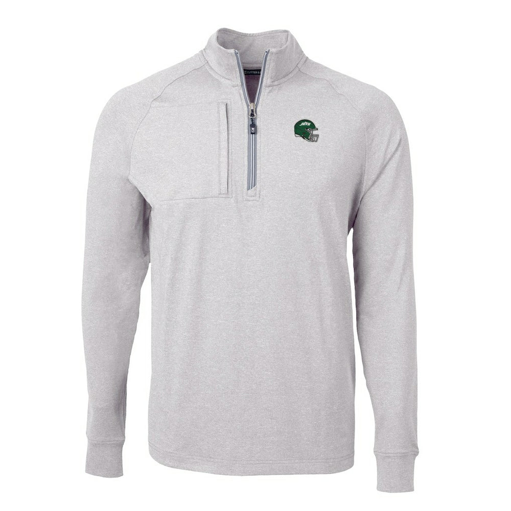 NFL New York Jets Cutter & Buck Helmet Adapt Eco Knit Quarter-Zip Top