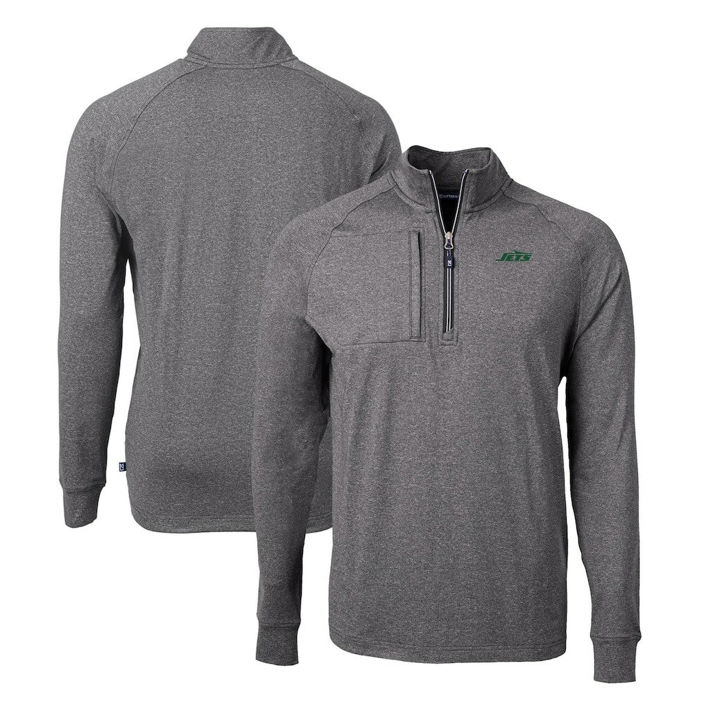 NFL New York Jets Cutter & Buck Primary Logo Adapt Eco Knit Quarter-Zip Top