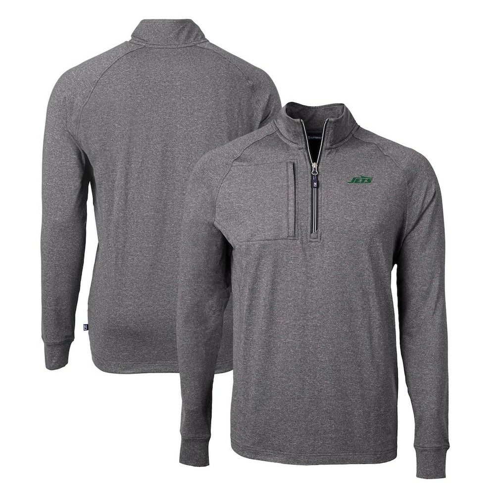 NFL New York Jets Cutter & Buck Primary Logo Adapt Eco Knit Quarter-Zip Top