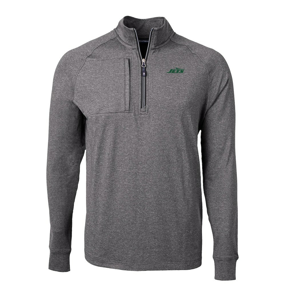 NFL New York Jets Cutter & Buck Primary Logo Adapt Eco Knit Quarter-Zip Top