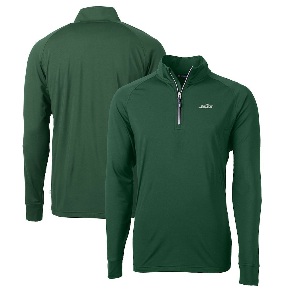 NFL New York Jets Cutter & Buck Primary Logo Adapt Eco Knit Stretch Recycled Quarter-Zip Top