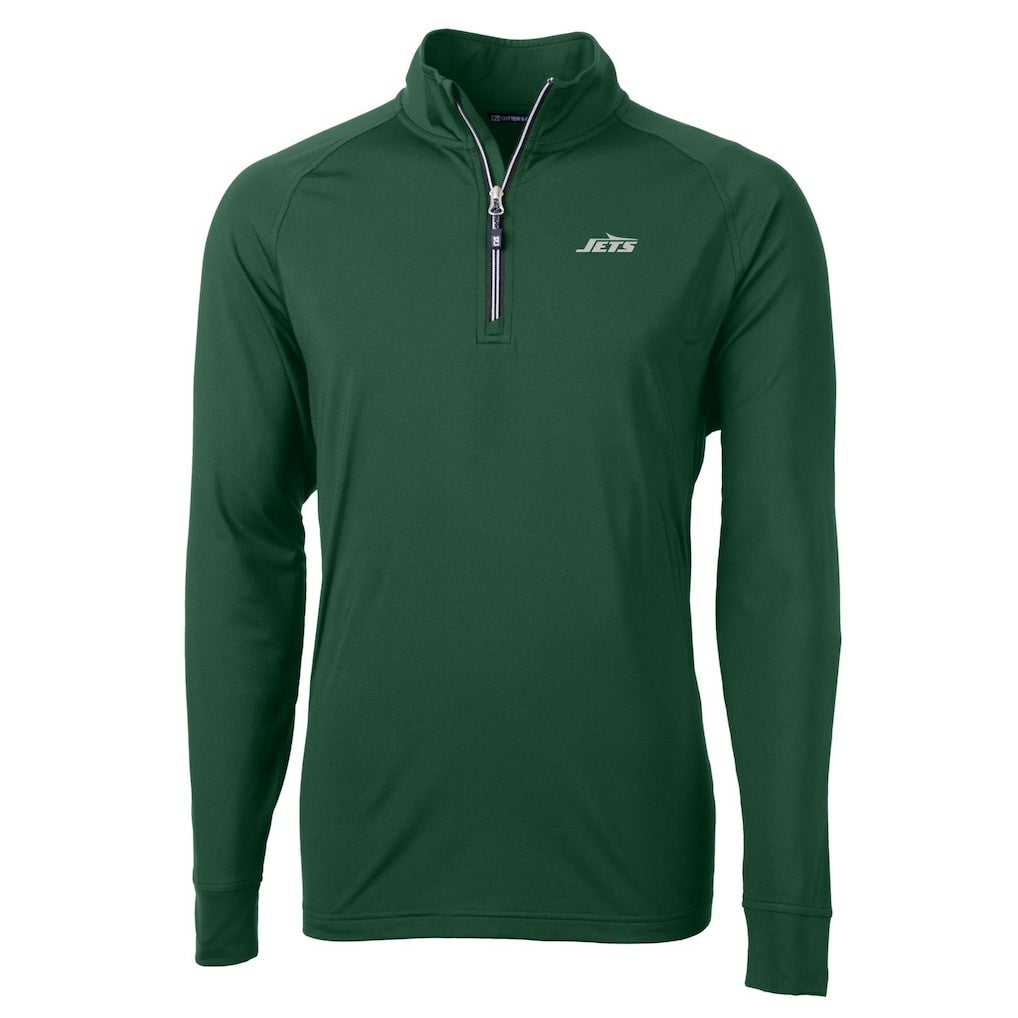 NFL New York Jets Cutter & Buck Primary Logo Adapt Eco Knit Stretch Recycled Quarter-Zip Top