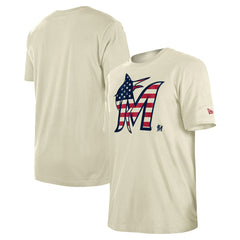 Miami Marlins Americana Flag Fill T-Shirt - Cream | New Era
