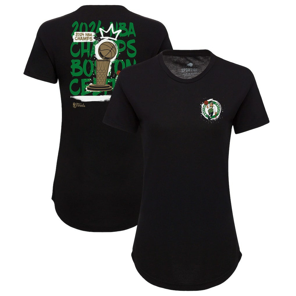 Boston Celtics Sportiqe Women's 2024 NBA Finals Champions King of the Court Phoebe Tri-Blend T-Shirt - Black cheap