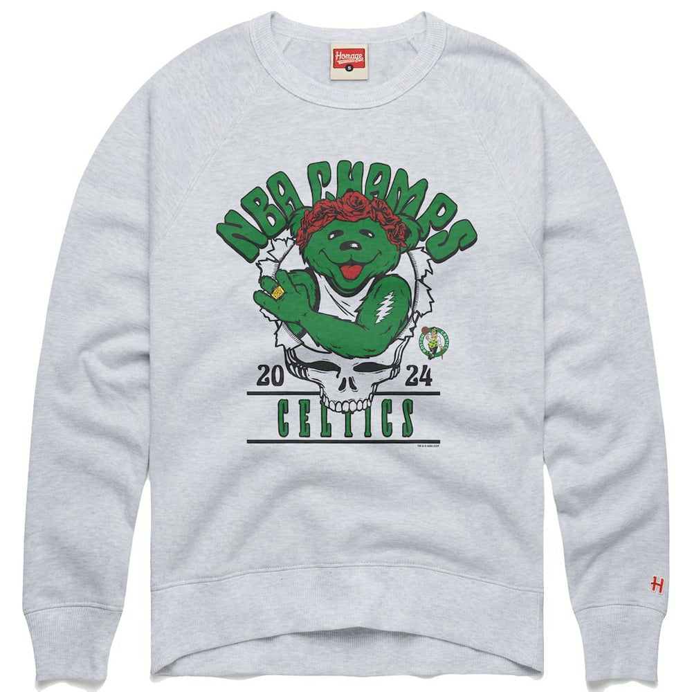 Boston Celtics Homage Unisex 2024 NBA Finals Champions Grateful Dead Tri-Blend Pullover Sweatshirt - Ash discount