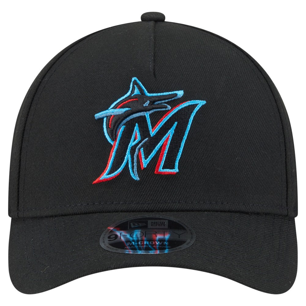Miami Marlins 9FORTY M-Crown Adjustable Hat - Black | New Era