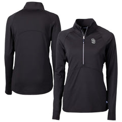 San Diego Padres Cutter & Buck Women's Adapt Eco Knit Stretch Recycled Half-Zip DryTec Top - Black