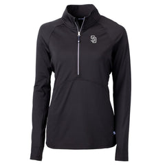 San Diego Padres Cutter & Buck Women's Adapt Eco Knit Stretch Recycled Half-Zip DryTec Top - Black