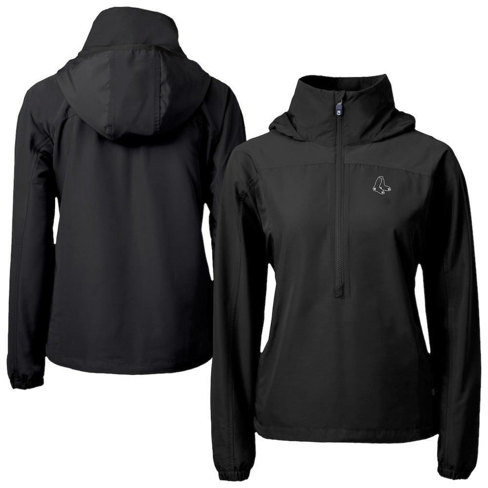 Boston Red Sox Cutter & Buck Women's Charter Eco Recycled Half-Zip Anorak Jacket - Black