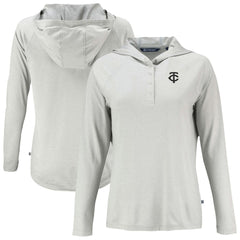 Minnesota Twins Cutter & Buck Women's Coastline Epic Comfort Eco Recycled Raglan Long Sleeve Hoodie T-Shirt - Gray