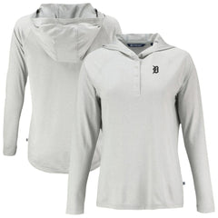 Detroit Tigers Cutter & Buck Women's Coastline Epic Comfort Eco Recycled Raglan Long Sleeve Hoodie T-Shirt - Gray