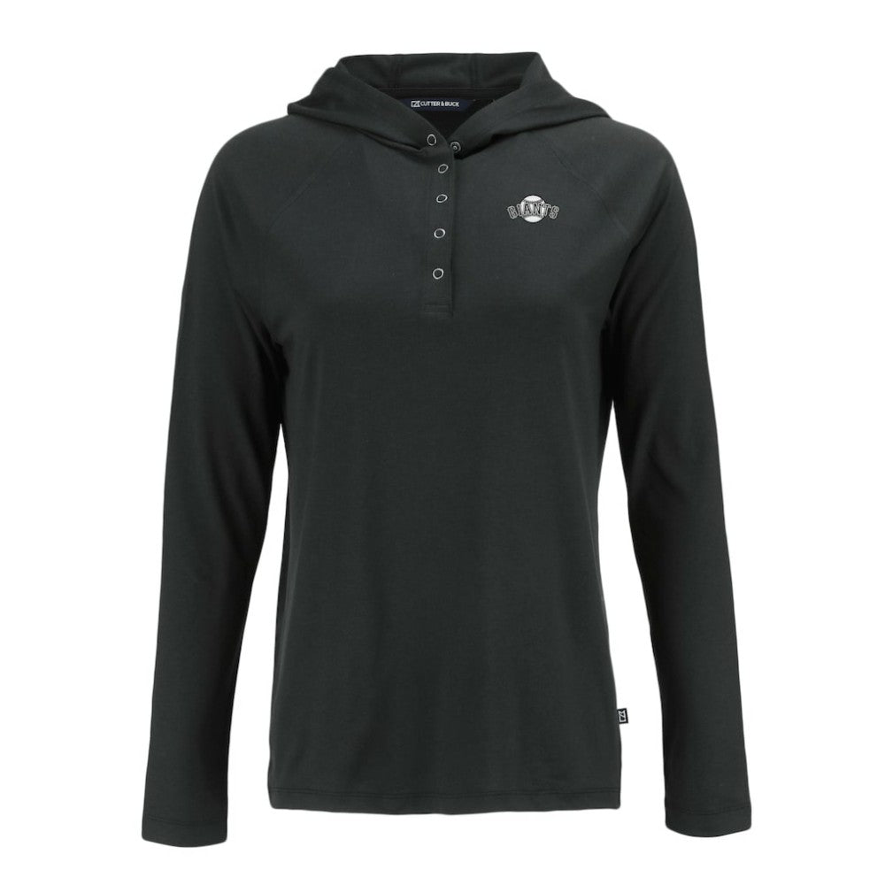 San Francisco Giants Cutter & Buck Women's Coastline Epic Comfort Eco Recycled Raglan Long Sleeve Hoodie T-Shirt - Black