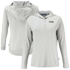 Atlanta Braves Cutter & Buck Women's Coastline Epic Comfort Eco Recycled Raglan Long Sleeve Hoodie T-Shirt - Gray