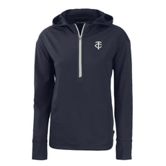 Minnesota Twins Cutter & Buck Women's Daybreak Eco Recycled Half-Zip Hoodie - Navy