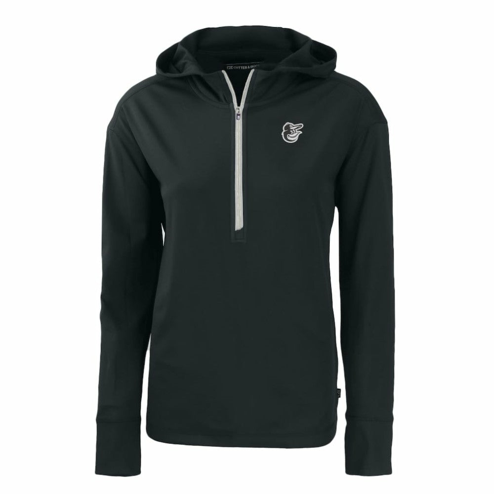 Baltimore Orioles Cutter & Buck Women's Daybreak Eco Recycled Half-Zip Hoodie - Black