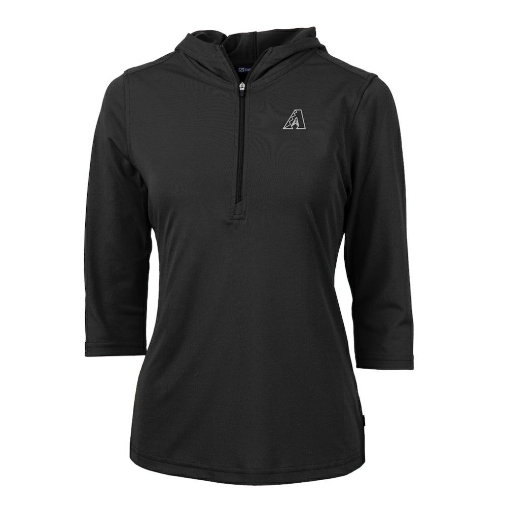 Arizona Diamondbacks Cutter & Buck Women's Virtue Eco Pique Half-Zip 3/4 Sleeve Pullover Hoodie - Black