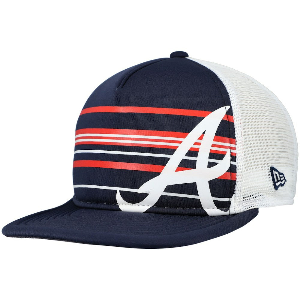 Atlanta Braves A-Frame Trucker 9FIFTY Snapback Hat - Navy | New Era