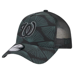 Washington Nationals 9FORTY A-Frame Trucker Adjustable Hat - Black | New Era